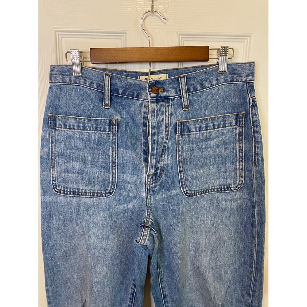Madewell The Dadjean Straight Leg Patch Pocket Button Fly Jeans Blue Size 26